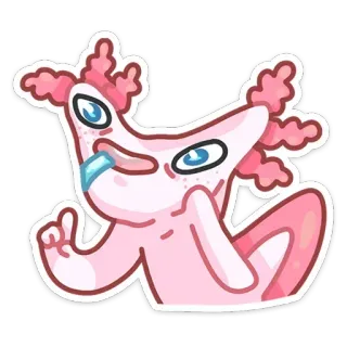 🤤 axolotl, mignon, sticker, dessin animé, rose whatsapp sticker