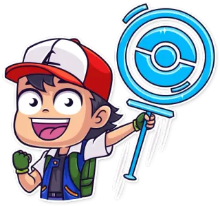 🥳 Ash Ketchum Pokemon эш кетчум, покемон, аниме, мультфильм, персонаж, фанарт telegram sticker