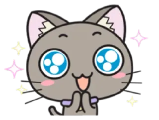 😊 gato, kawaii, fofo, brilho, desenho animado whatsapp sticker