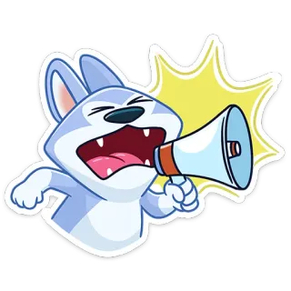 📢 собака, мегафон, крик, общение, животное, мультфильм telegram sticker