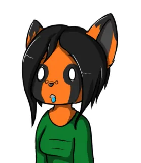 😮 Fellwesen, Tier, Figur, Orange, Schwarz, Cartoon telegram sticker