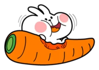 😋 coelho, cenoura, fofo, animal, desenho animado telegram sticker