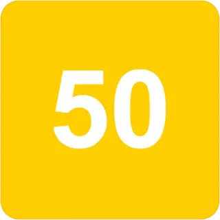 🟨 50 numero, 50, giallo, cifra telegram sticker