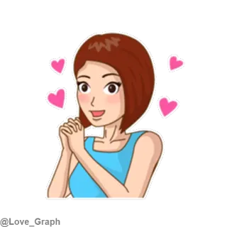 😃 woman, hearts, love, cartoon, excited telegram sticker