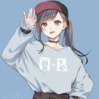 ✋ ragazza anime, cartone animato, carino, illustrazione, kawaii, moda telegram sticker