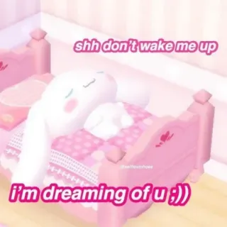 😴 shh don't wake me up
i'm dreaming of u;)) 잠, 꿈, 귀여운, 카와이, 침대, 만화, 핑크, 동물 telegram sticker