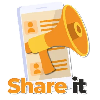 😇 Share it partager, mégaphone, réseaux sociaux, téléphone, communication telegram sticker