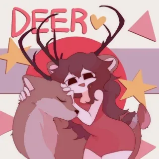 🌟 DEER jeleń, zwierzę, słodki, kreskówka, ilustracja telegram sticker