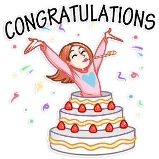 🎉 CONGRATULATIONS Feier, Glückwunsch, Kuchen, fröhlich, Party telegram sticker
