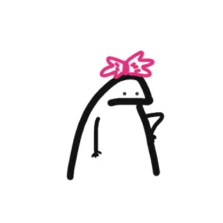 😒 stick figure, cartoon, cute, bow, character whatsapp sticker