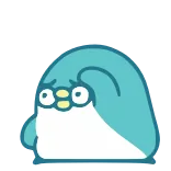 ❓ pingwin, zwierzę, kreskówka, uroczy, ptak, niebieski telegram sticker