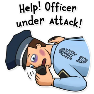 🤕 Help! Officer under Attack! 警察, 攻撃, 警官, 助け, 暴力 telegram sticker