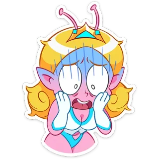 😧 Dibujos animados, Extraterrestre, Princesa, Asustado, Preocupado telegram sticker