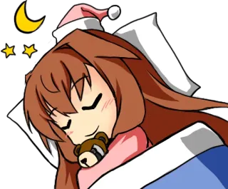 😴 dormir, anime, dessin animé, nuit, lit, ours en peluche whatsapp sticker