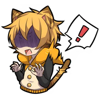 😱 애니메이션, 귀여운, 만화, 노란색, 캐릭터, 스티커, 동물 귀, 표정 telegram sticker