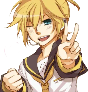 ✌ Len Kagamine Vocaloid vocaloid Anime, Vocaloid, Len Kagamine, Kawaii, Segno di pace whatsapp sticker