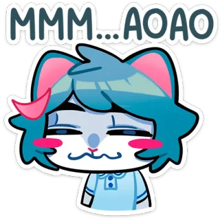 😖 MMM...AOAO kot, zwierzę, wyraz twarzy, kreskówka, słodki, naklejka telegram sticker