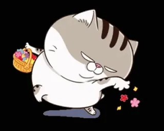 🌺 mèo, hoa, dễ thương, hoạt hình, nhãn dán whatsapp sticker