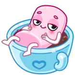 😌 棉花糖, 咖啡, 热巧克力, 可爱, 放松, 卡哇伊, 食物, 饮料 telegram sticker