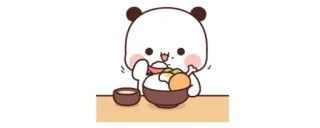 🔰 cute, kawaii, panda, eating, food, rice telegram sticker