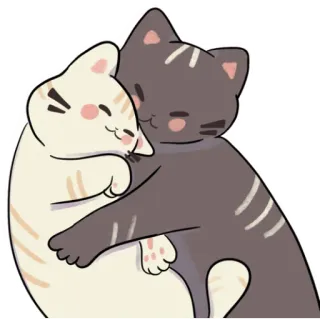🥰 cats, hugging, cute, animals, friendship, love, cartoon, pet telegram sticker