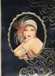 😊 mulher, vintage, melindrosa, art déco, retrato, penas, anos 20 whatsapp sticker