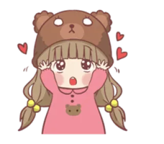 ❤ fofo, menina, urso, corações, desenho animado, kawaii, adesivo telegram sticker