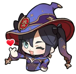 😍 Mona Genshin Impact Mona, Genshin Impact, anime, cartoon, cute, kawaii telegram sticker