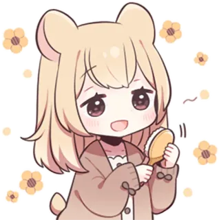 🌼 gadis anime, imut, kawaii, kartun, beruang, bunga telegram sticker