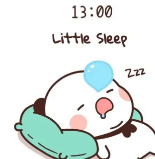 😴 13:00
Little Sleep sommeil, mignon, dessin animé, sieste, animal telegram sticker