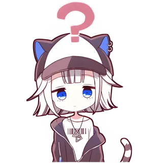 🤔 Anime, Dấu chấm hỏi, Tai mèo, Phim hoạt hình, Nhãn dán telegram sticker