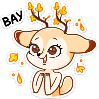 🤩 BAY veado, desenho animado, outono, fofo, adesivo, animal whatsapp sticker