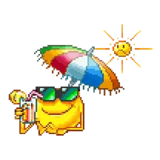 ☀️ bãi biển, mặt trời, mùa hè, đồ uống, hoạt hình whatsapp sticker