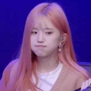 🔮 donna, ragazza, capelli rosa, broncio, coreana, asiatica whatsapp sticker