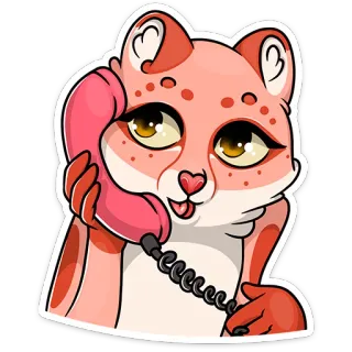 📞 animal, cat, telephone, phone, talking, communication telegram sticker