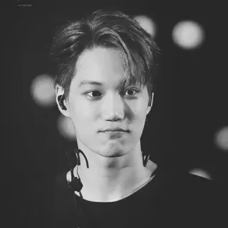 🗝 Kpop, ไค, EXO, ภาพเหมือน, ผู้ชาย, นักร้อง, ขาวดำ telegram sticker