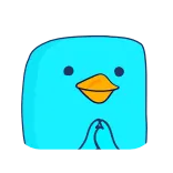 ❤️ animal, oiseau, dessin animé, mignon, carré, bleu telegram sticker