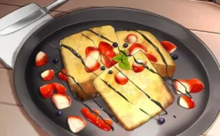 😋 comida, postre, tostada, fresas, chocolate, bayas, desayuno, dulce telegram sticker
