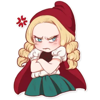 😠 wütend, Cartoon, Rotkäppchen, Figur, Emoticon, frustriert, gereizt whatsapp sticker