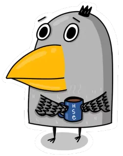 ☕️ HSE wrona, ptak, kawa, kubek, kreskówka, naklejka telegram sticker