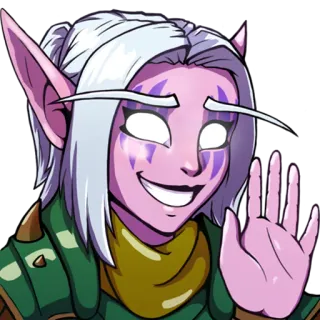 🖐 elfe, dessin animé, violet, personnage, fantaisie, saluant, illustration whatsapp sticker