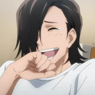 ➿ animé, homme, souriant, joyeux, personnage, dessin animé telegram sticker
