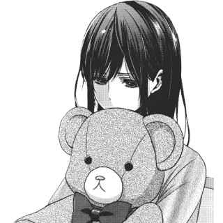 🙁 anime, girl, sad, teddy bear telegram sticker