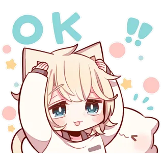👌 OK anime, cat, cute, ok, kawaii, sticker telegram sticker