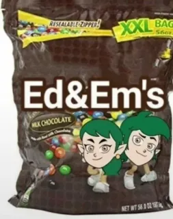 🌟 RESEALABLE ZIPPER! XXL BAG Ed&Em's MILK CHOCOLATE NET WT 56.02 конфеты, шоколад, еда, десерт, сладости telegram sticker