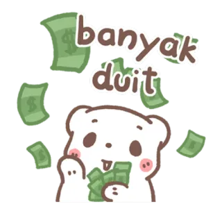 💵 banyak duit argent, liquide, mignon, ours, dessin animé, richesse, indonésien telegram sticker