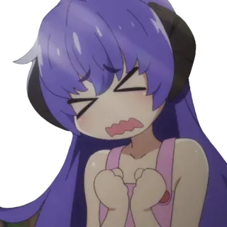 😵 Anime, Chica, Dibujo animado, Pelo morado, Expresión whatsapp sticker