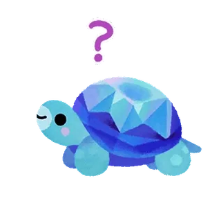 ✨ żółw, zwierzę, kreskówka, niebieski, znak zapytania telegram sticker