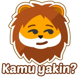 😒 Kamu yakin? leone, cartone animato, domanda, dubbio, animale, indonesiano, testo telegram sticker