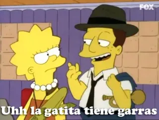 🐱 Lisa Simpson The Simpsons Uhh la gatita tiene garras 만화, 심슨 가족, 리사 심슨, 유머, 폭스, TV 쇼 telegram sticker